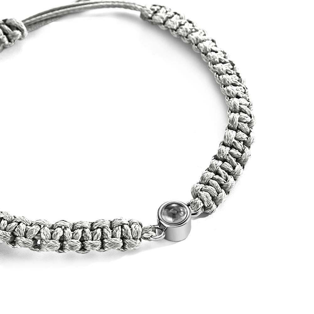 Personalized Braided Photo Projection Bracelet Fishtail Rope Men's Bracelet Hand Braided Bracelet Gift for Men - MyMoonLampUk