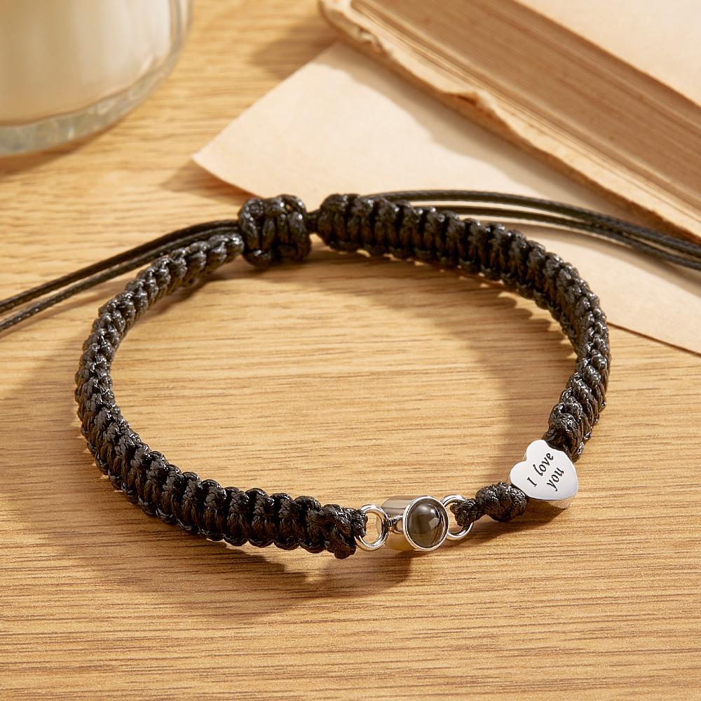 Custom Photo Projection Bracelet Heart Couple Gift - MyMoonLampUk