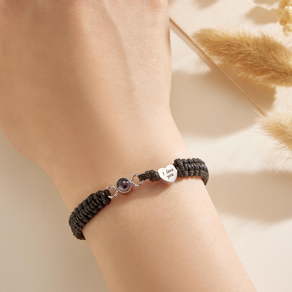 Custom Photo Projection Bracelet Heart Couple Gift - MyMoonLampUk