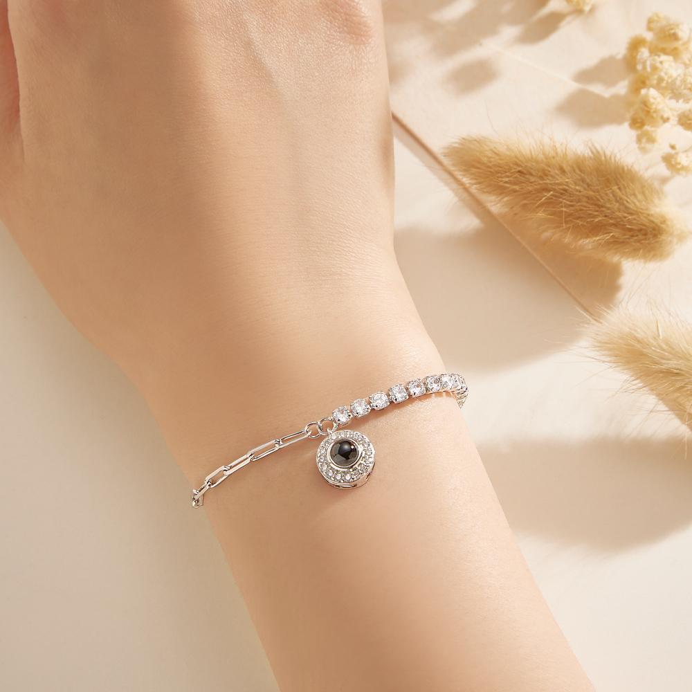Personalized Projection Bracelet Round Pendant Design Chain Gift - MyMoonLampUk