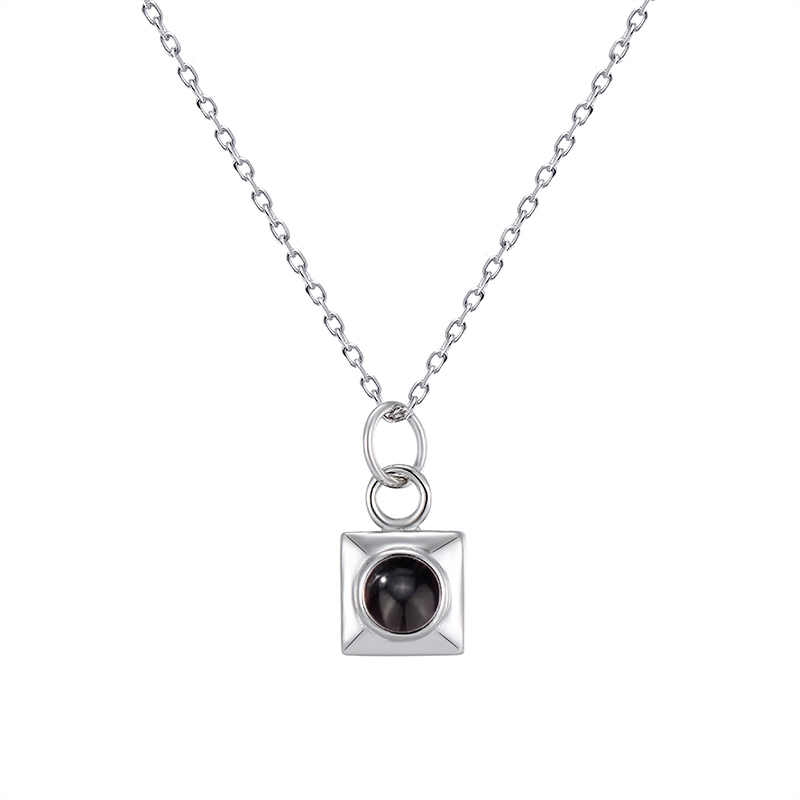 Personalized Projection Picture Necklace With Square Pendant Christmas Gift For Men - MyMoonLampUk