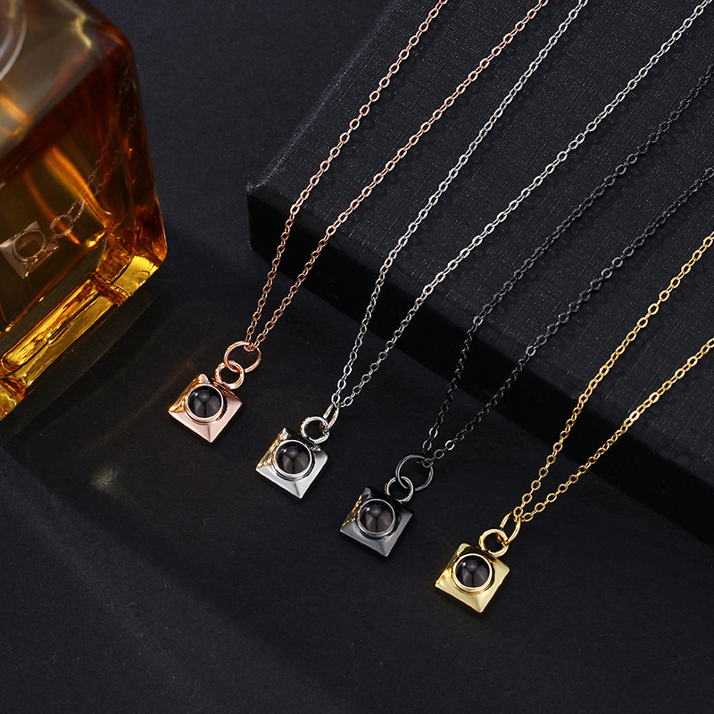 Personalized Projection Picture Necklace With Square Pendant Christmas Gift For Men - MyMoonLampUk