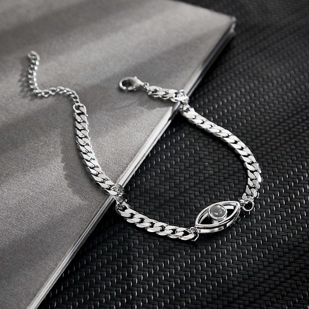 Custom Projection Bracelet Cuban Chain Metal Gift for Boyfriend - MyMoonLampUk