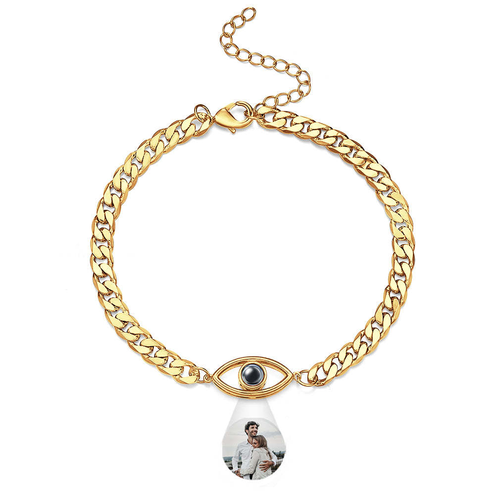 Custom Projection Bracelet Cuban Chain Metal Gift for Boyfriend - MyMoonLampUk