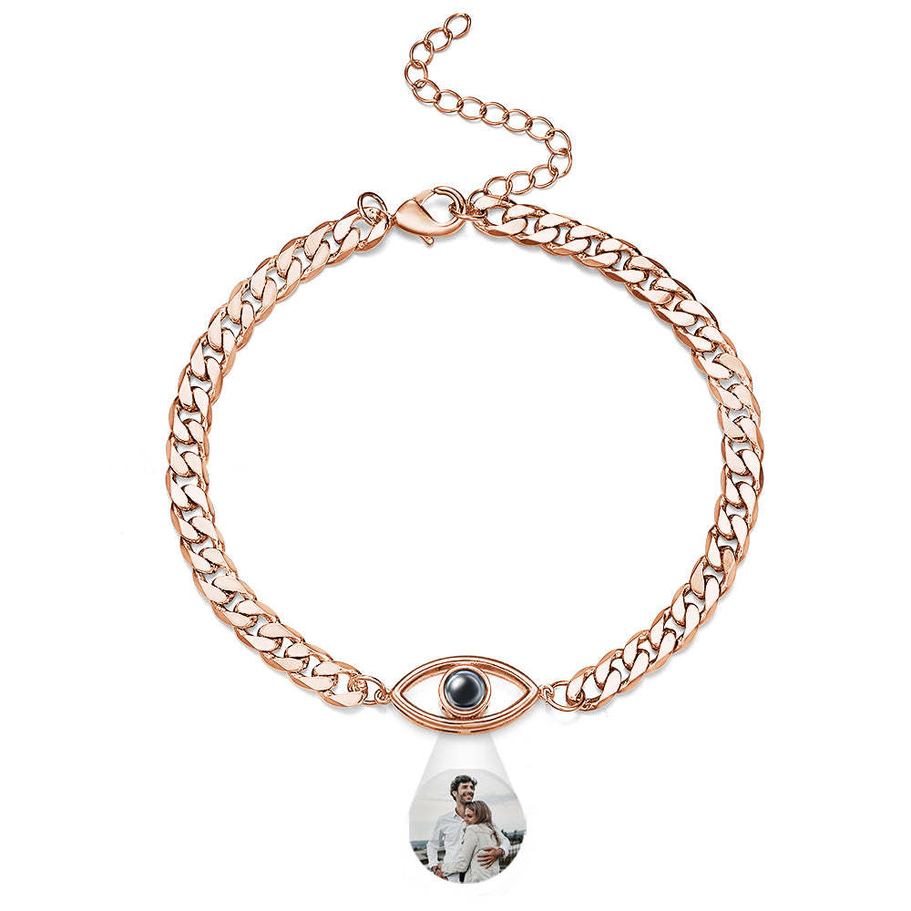 Custom Projection Bracelet Cuban Chain Metal Gift for Boyfriend - MyMoonLampUk