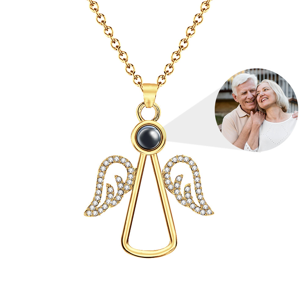 Angel Photo Necklace Personalized Projection Necklace Christmas Gifts - MyMoonLampUk