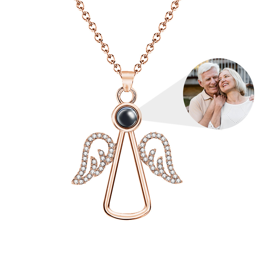 Angel Photo Necklace Personalized Projection Necklace Christmas Gifts - MyMoonLampUk