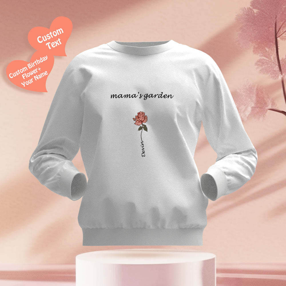 Custom Engraved Hoodie Round Neck Mama's Garden is Her Children Gifts for mum - mymoonlampuk