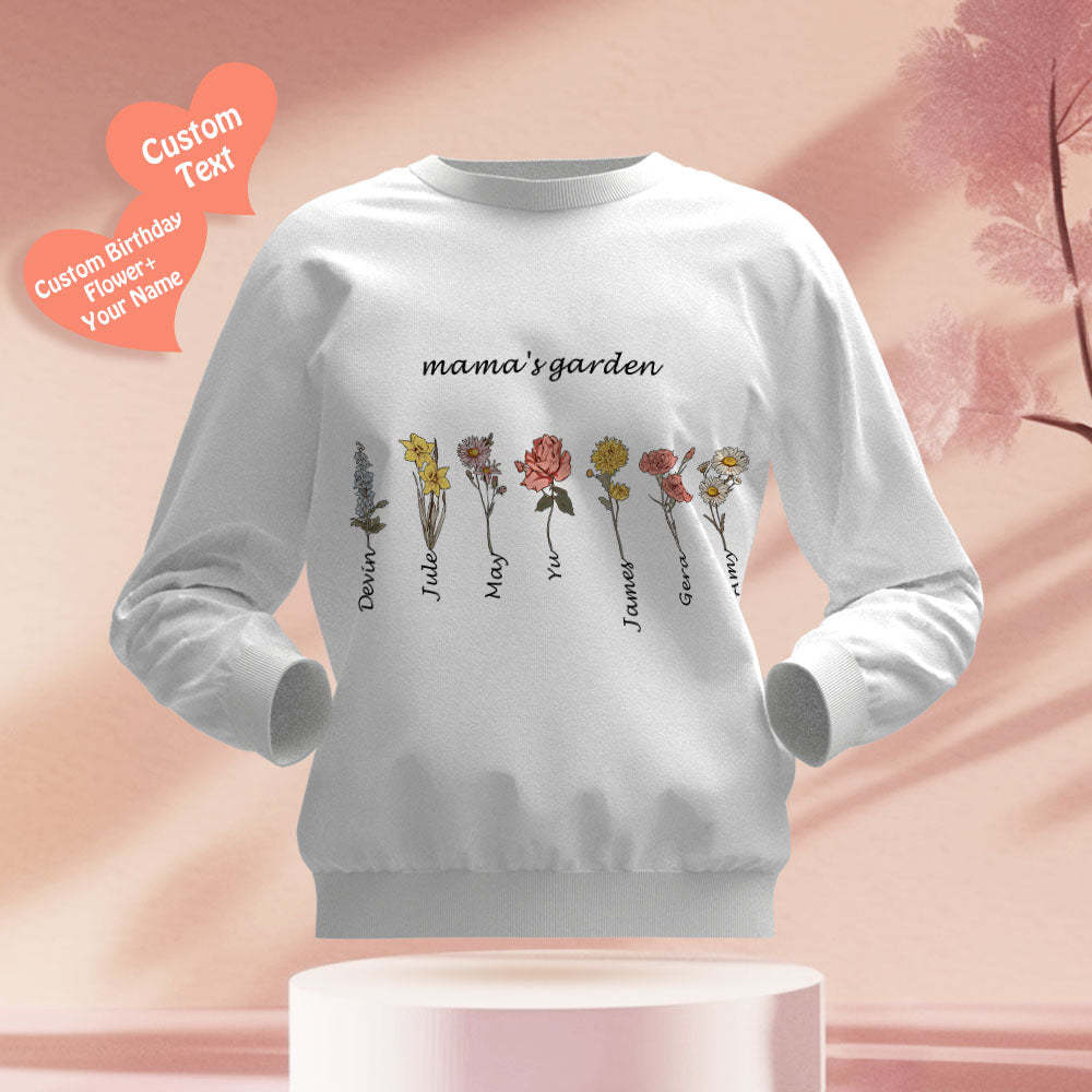 Custom Engraved Hoodie Round Neck Mama's Garden is Her Children Gifts for mum - mymoonlampuk