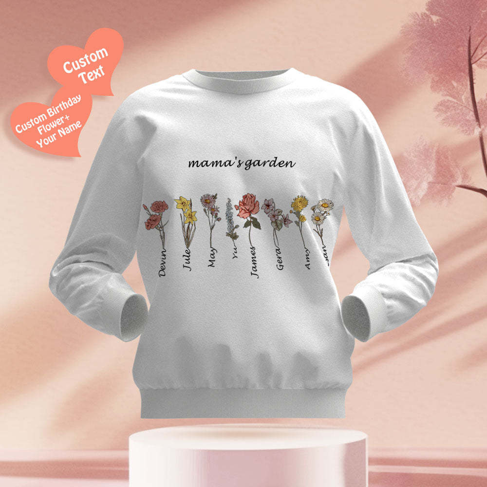 Custom Engraved Hoodie Round Neck Mama's Garden is Her Children Gifts for mum - mymoonlampuk