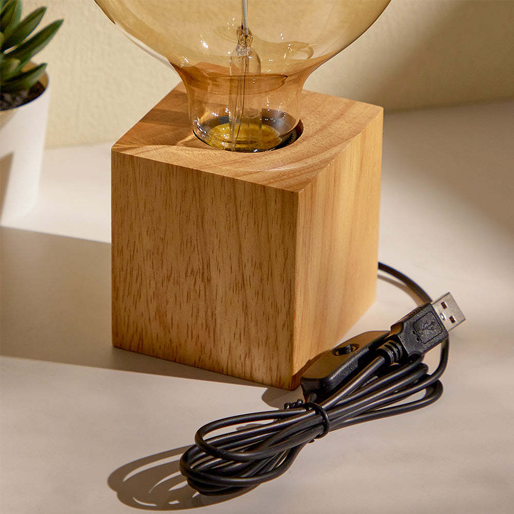 Square Log USB Lamp Holder - mymoonlampuk