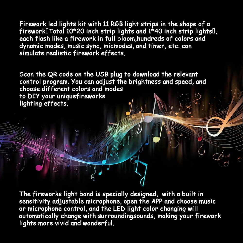 Firework LED Lights RGB Strip App Control USB With Remote Music Sync Color Changing Lights For Christmas - mymoonlampuk