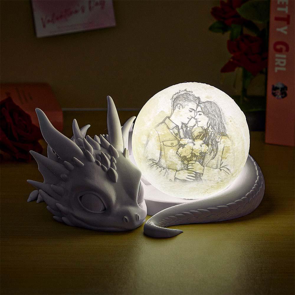 Custom Photo Moon Lamp with Dragon Base All 3D Printed