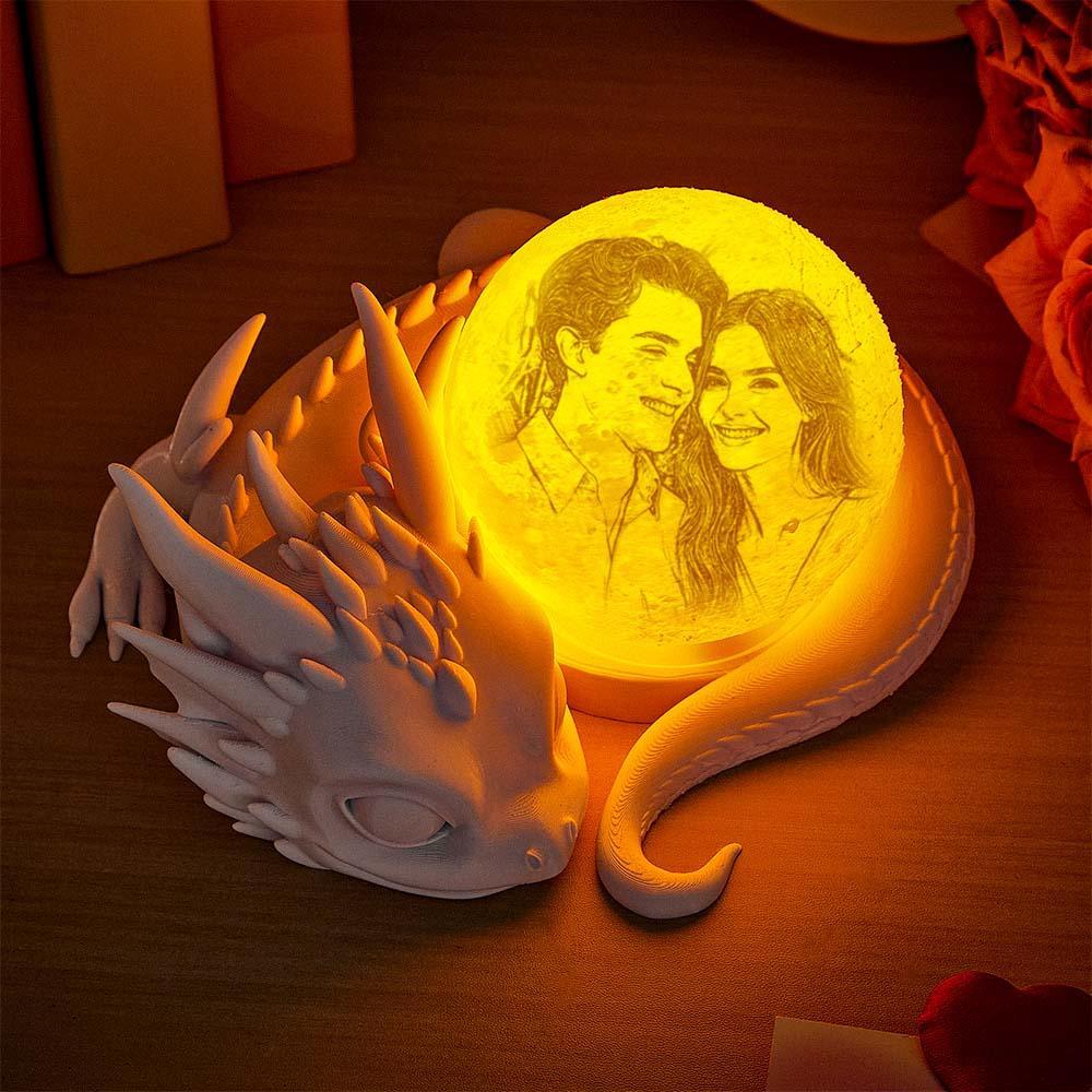 Custom Photo Moon Lamp with Dragon Base All 3D Printed