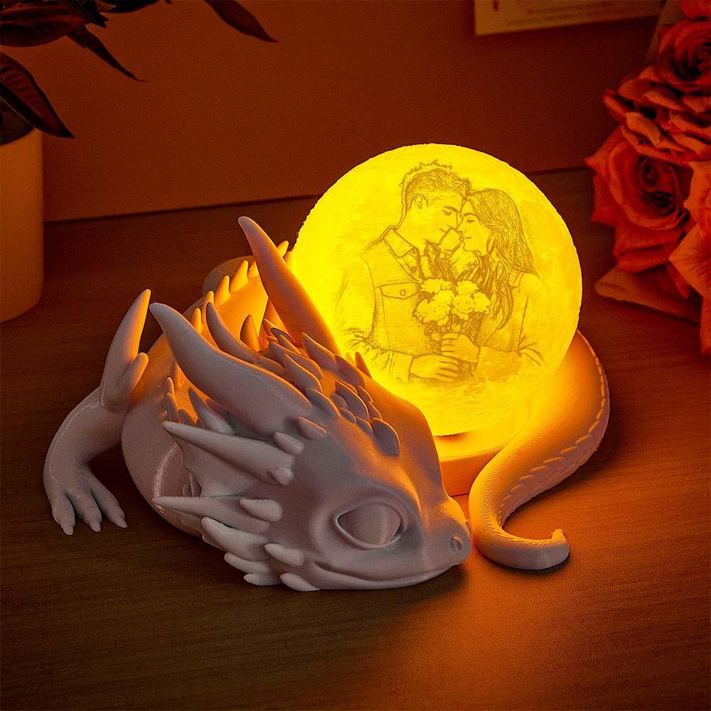 Custom Photo Moon Lamp with Dragon Base All 3D Printed