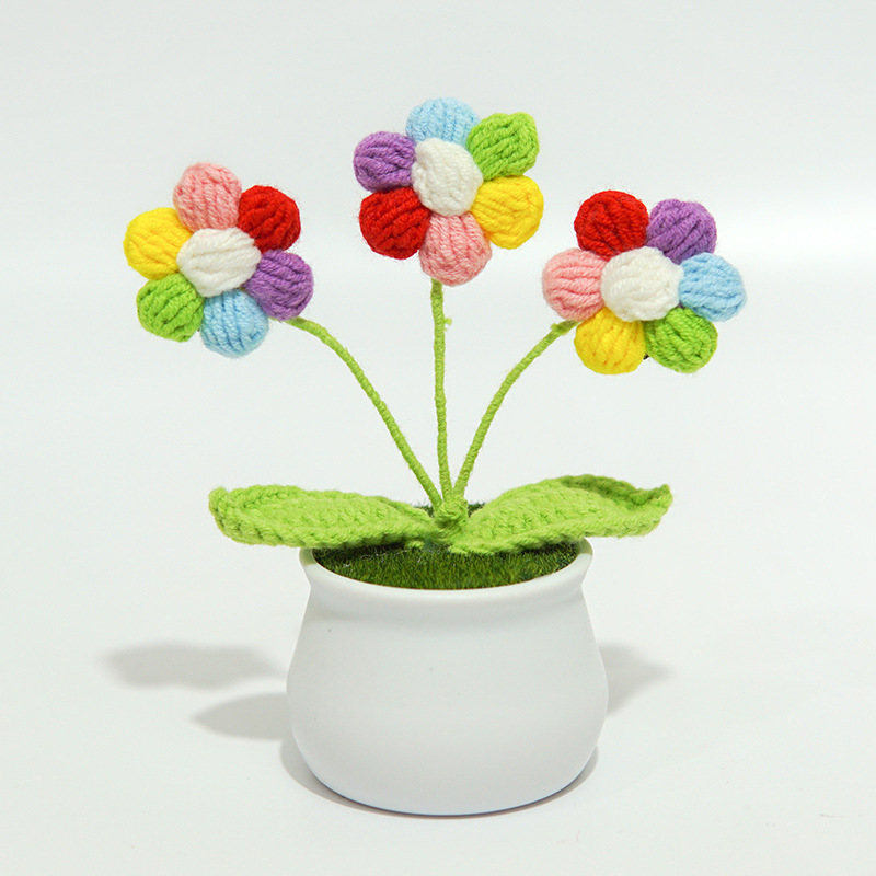 Knit Sunflower Potted Ornament Perfect Gift for Plant Lovers - MyMoonLampUk