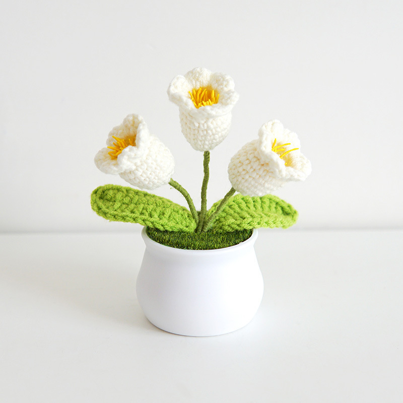 Knit Lily of the Valley Potted Ornament Perfect Gift for Plant Lovers - MyMoonLampUk