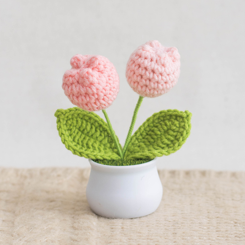 Knit Tulip Potted Ornament Perfect Gift for Plant Lovers - MyMoonLampUk