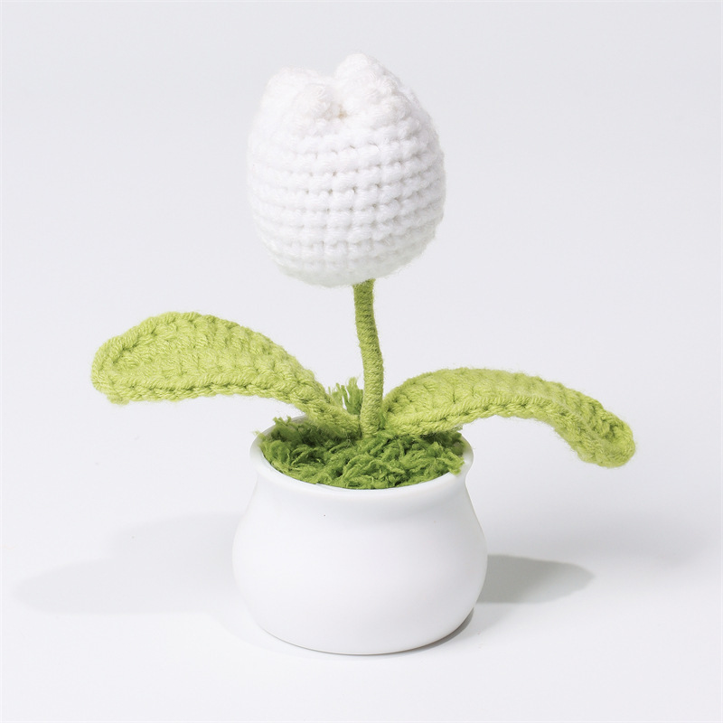 Knit Tulip Potted Ornament Perfect Gift for Plant Lovers - MyMoonLampUk