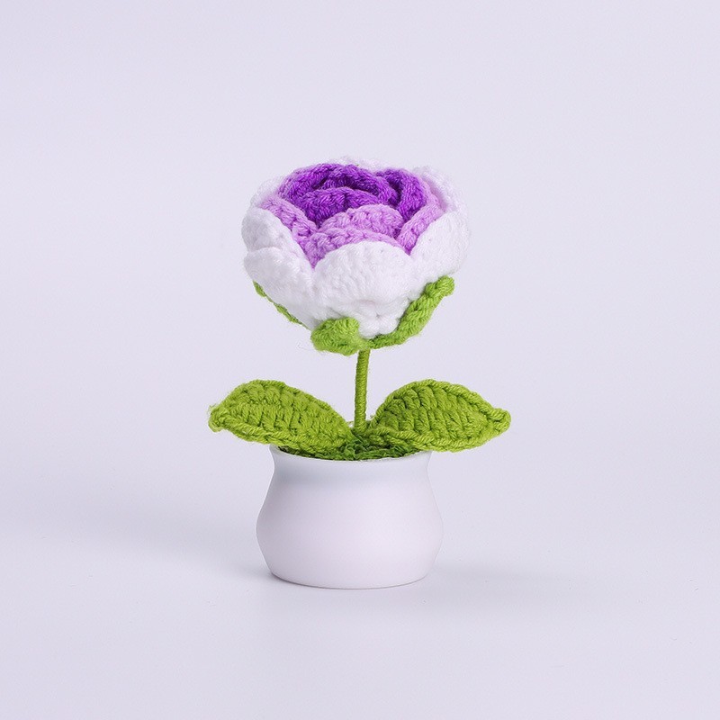 Valentine's Day Gift Knit Rose Potted Ornament Perfect Gift for Her - MyMoonLampUk