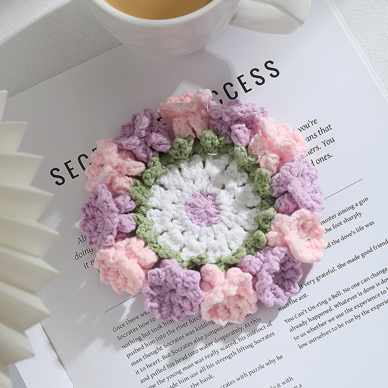 Handmade Crochet Lily of the Valley Coaster Set with Transformable Floral Design Eco-Friendly Home Decor Unique Gift for Mom - MyMoonLampUk