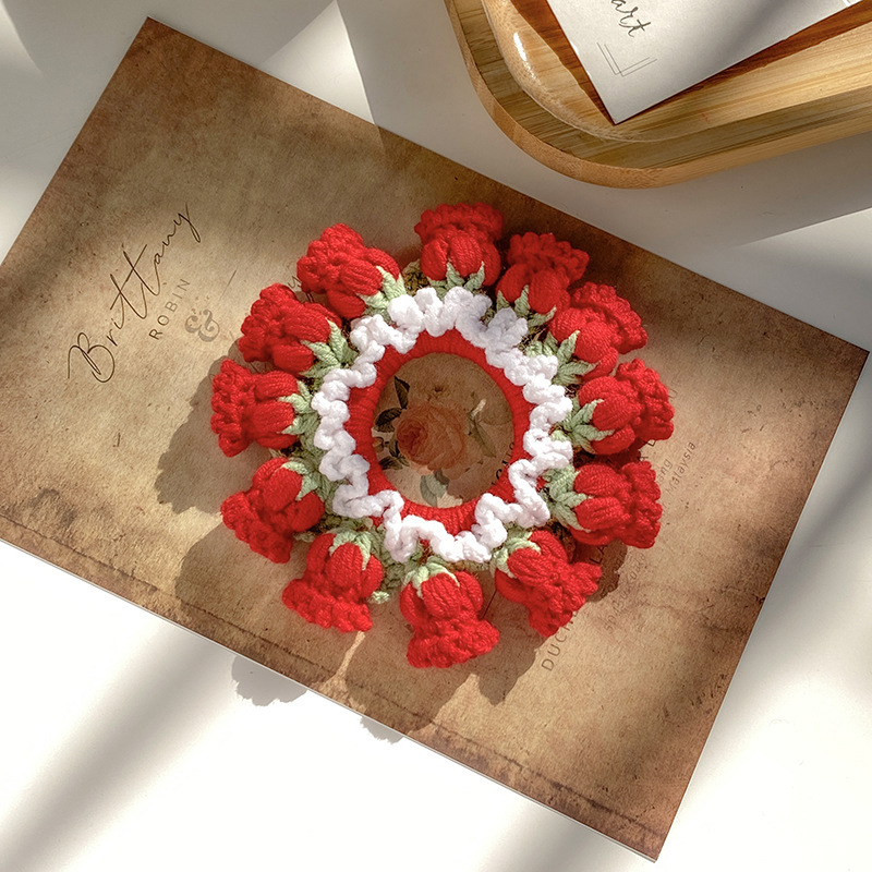 Mother's Day Gifts Hand-Woven Lily Of The Valley Wool Large Intestine Hair Ring High Elastic Ponytail Hair Ring - MyMoonLampUk