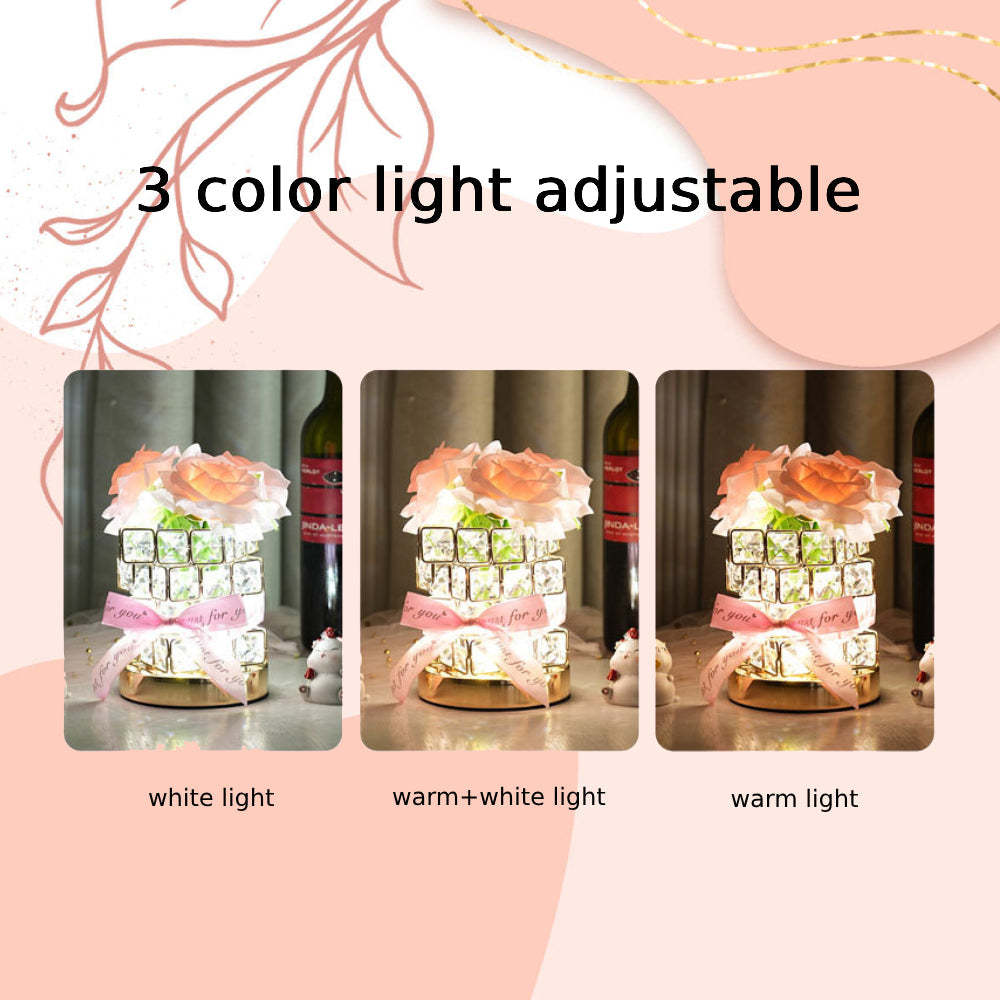Romantic Rose Night Light Cube Flower Lamp Gifts for Lover - mymoonlampuk