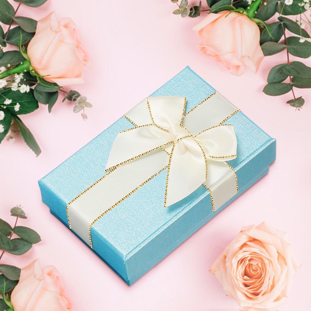 Gift Box with Lid and Ribbon - Blue - MyMoonLampUk