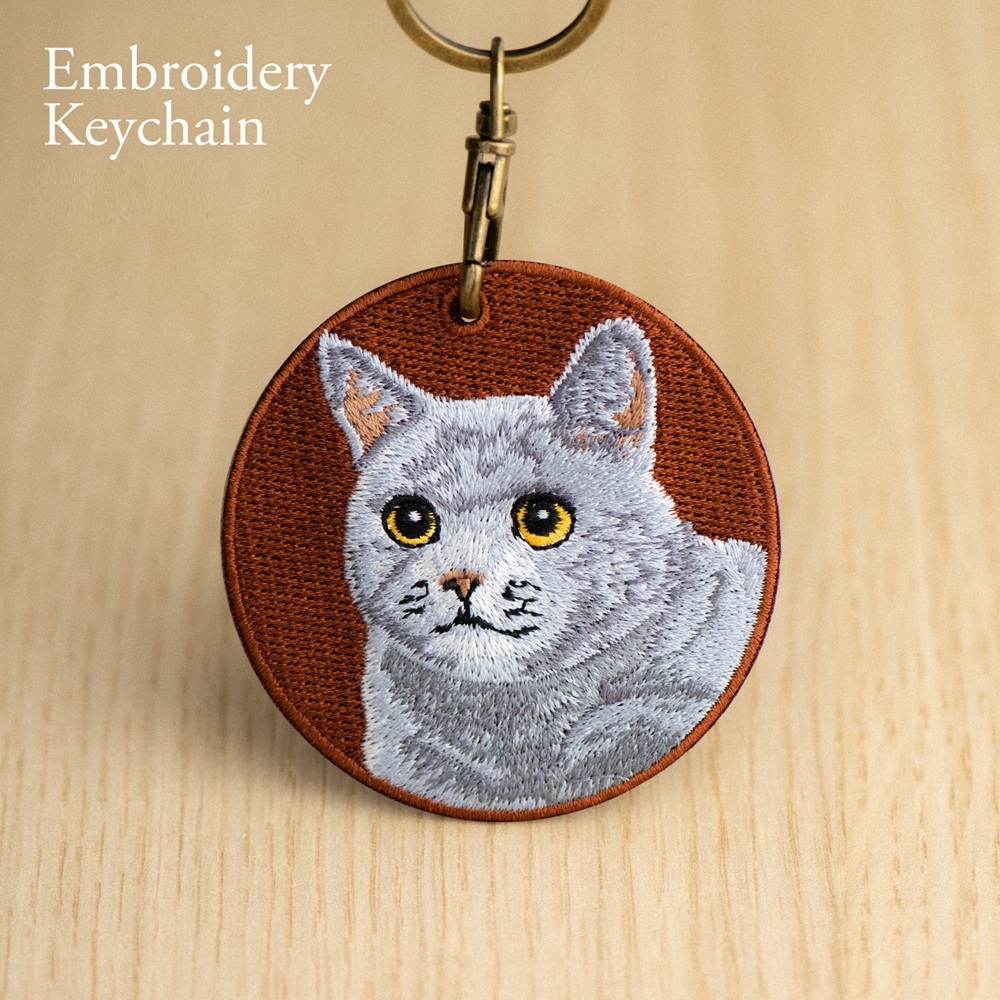 Embroidered Cat Keychain Realistic Cat Breed Design Cute Animal Keychain for Cat Lovers - MyMoonLampUk