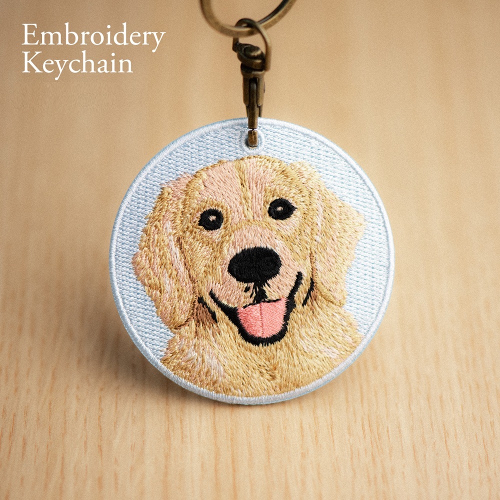 Embroidered Dog Keychain Realistic Dog Breed Design Cute Animal Keychain for Dog Lovers - MyMoonLampUk