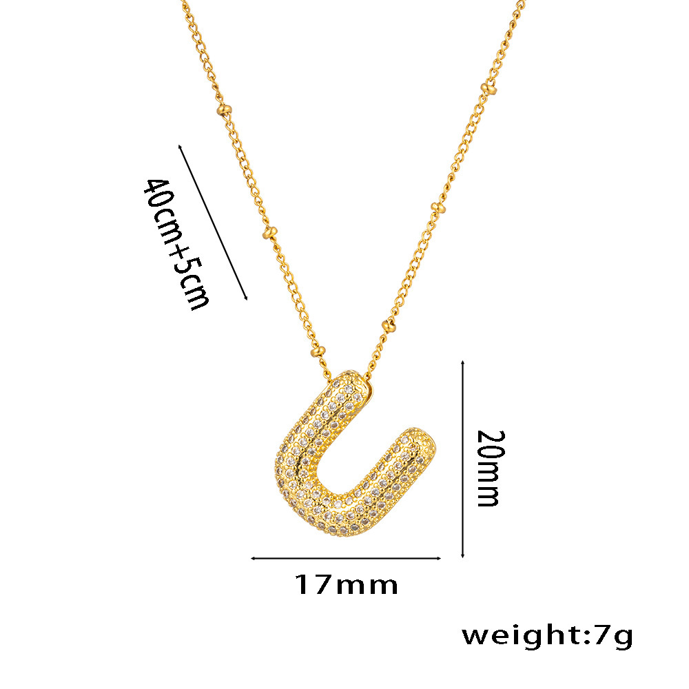 Valentine's Day Gift Sparkling Cubic Zirconia Letter Necklace Bubble Letter Initial Necklace Gift for Her - MyMoonLampUk