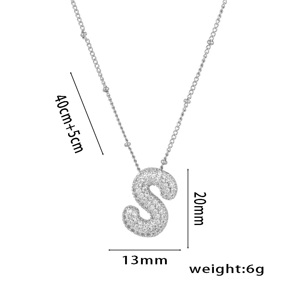 Valentine's Day Gift Sparkling Cubic Zirconia Letter Necklace Bubble Letter Initial Necklace Gift for Her - MyMoonLampUk