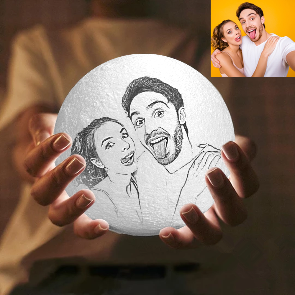 Personalised Photo Moon Lamp with Engraving Personalised Anniversary Gifts Father's Day Present