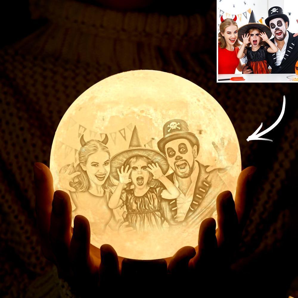 Halloween Gifts for Family Custom Photo Lamp 3D Printed Engraved Moon Lamp 2 Colors