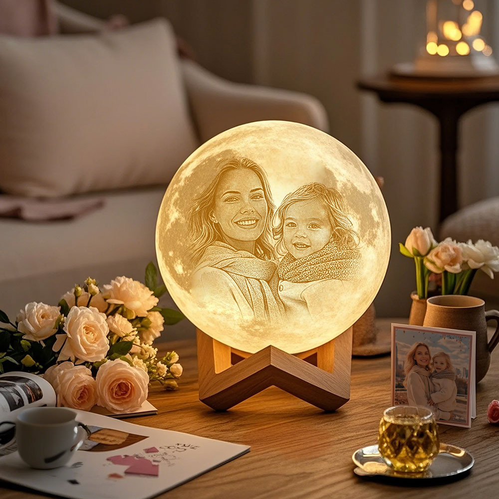 Mother's Day Photo Moon Lamp Personalized 3D Printed Picture Light Moon Painting Light for Mom - MyMoonLampUk