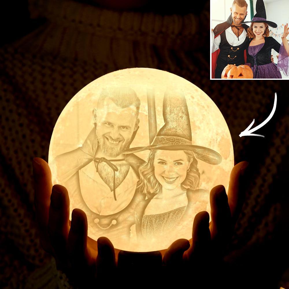 Halloween Couple Custom Photo Lamp 3D Printed Engraved Moon Lamp 2 Colors