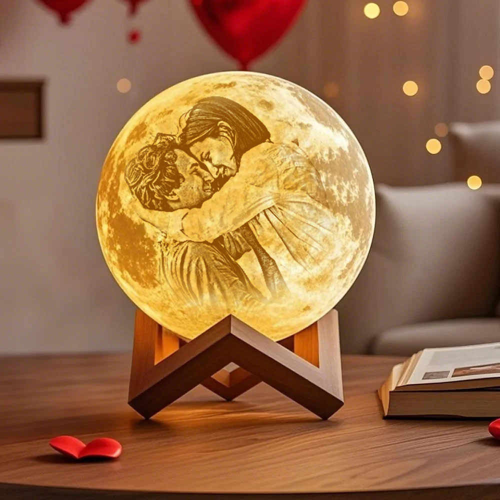 Personalized Moon Photo Lamp Shades Custom 3D Print Luna Light Painting Light Gift for Couple