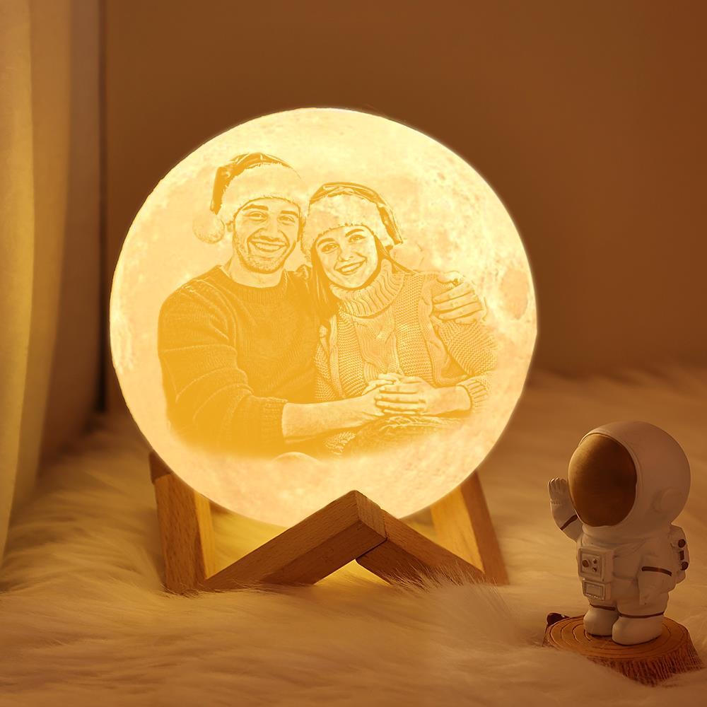 Personalised 3D Printed Father And Child Photo Moon Lamp, Engraved Lamp -Gifts for Family