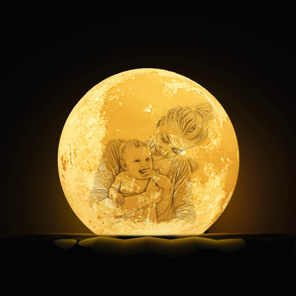 Custom Creative 3D Print and Engraved Personalized Photo Moon Lamp - Touch Two Colors