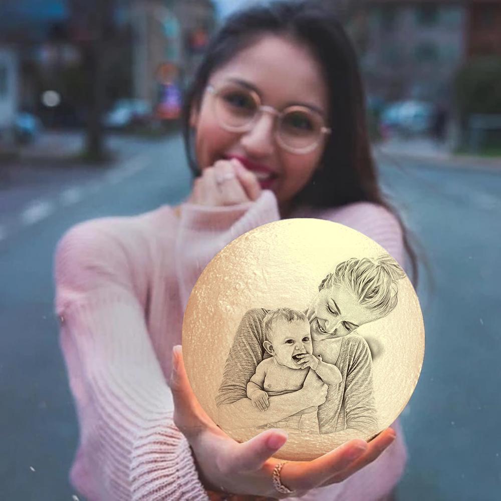 Father's Day Gift Custom Creative 3D Print and Engraved Personalized Photo Moon Lamp Gift for Father - MyMoonLampUk
