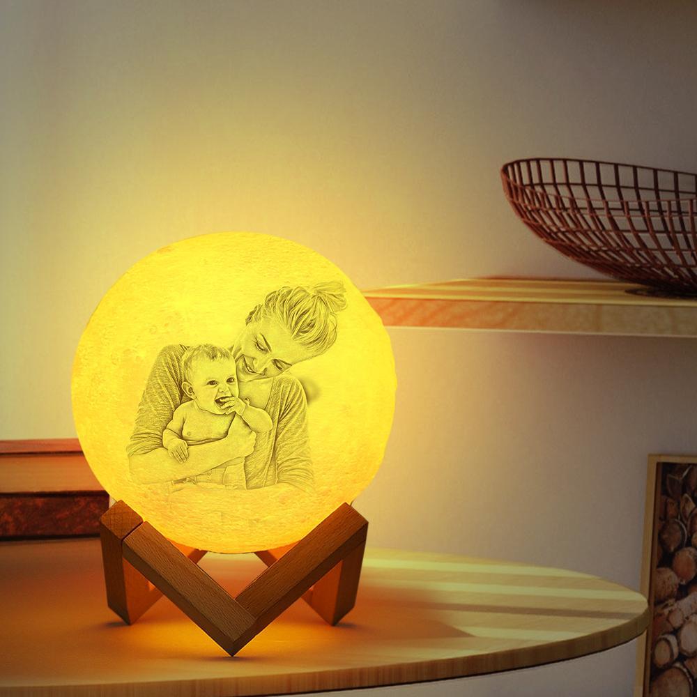 Custom Creative 3D Print and Engraved Personalized Photo Moon Lamp - Touch Two Colors