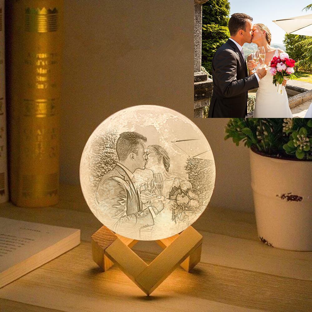 Personalised Photo Moon Lamp Anniversary Gifts for Couple
