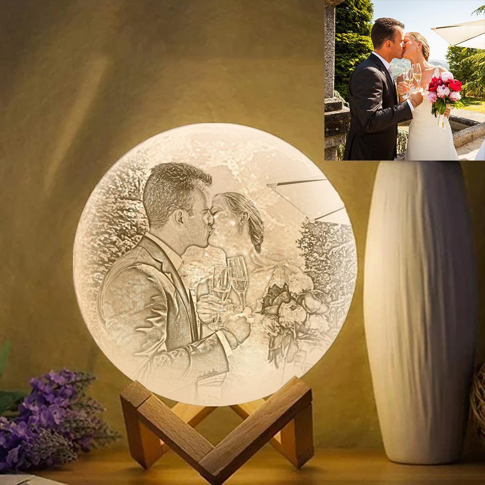 Personalised Photo Moon Lamp Anniversary Gifts for Couple