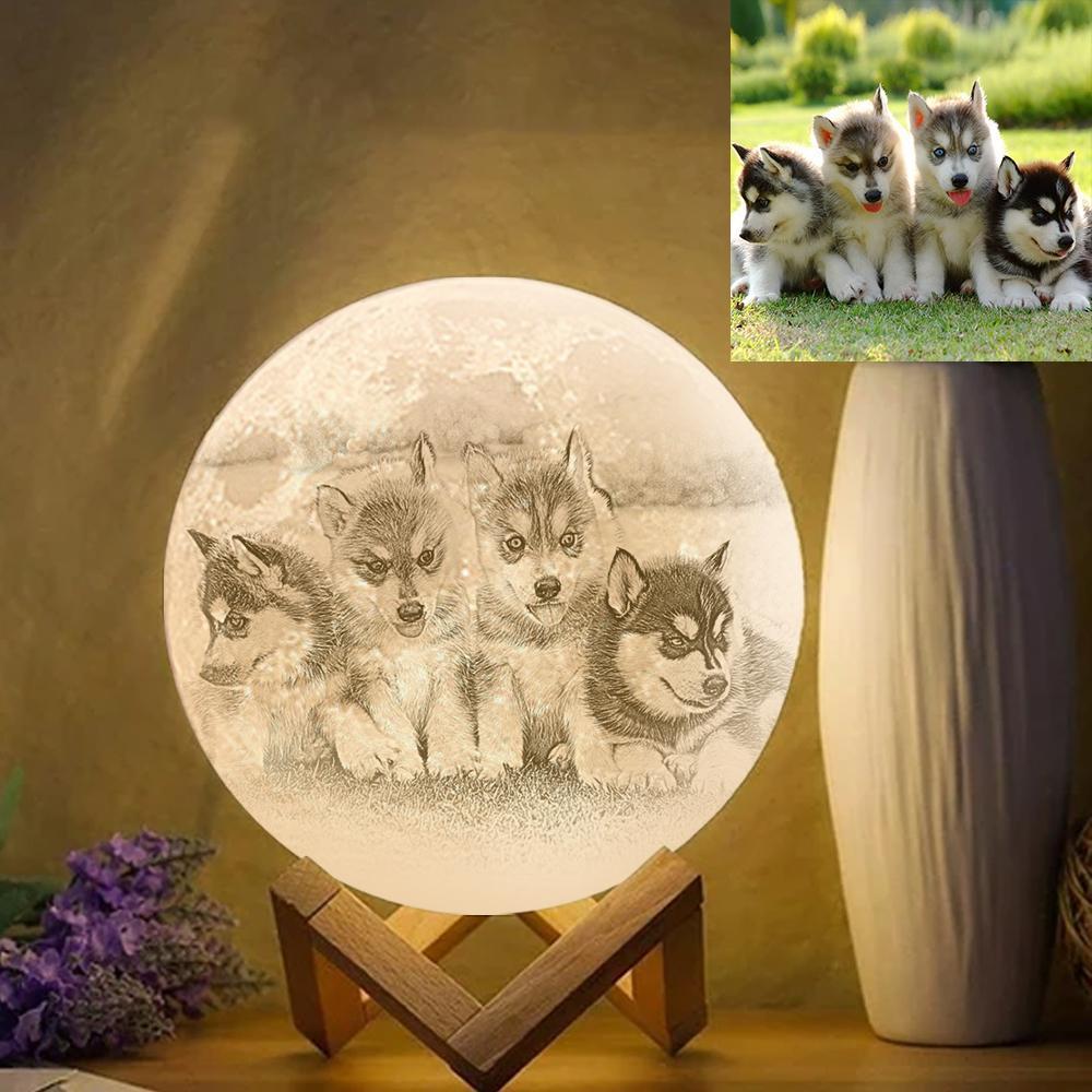 Personalised Creative 3D Print photo Moon Lamp Presents for Dad Lovely Pet Engraved Lamp - Touch Two Colors