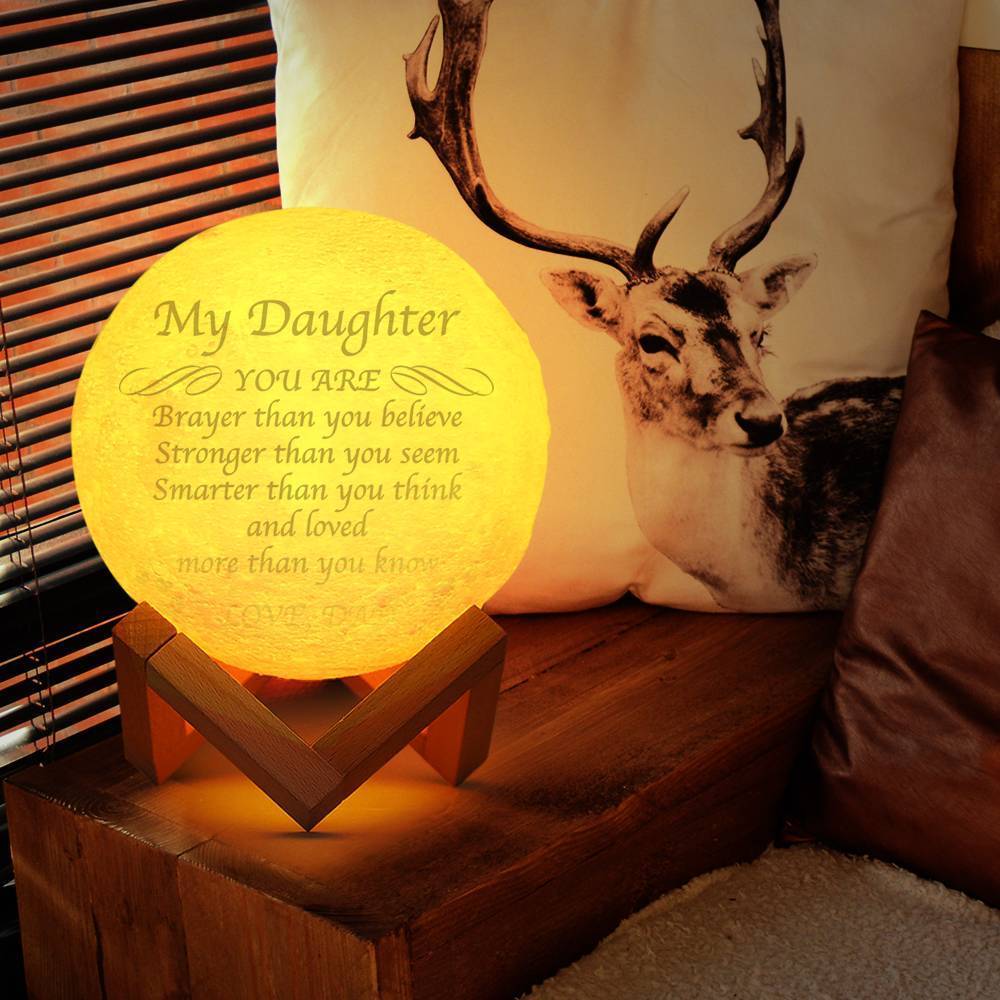 Gifts for Daughter Custom Engraved Moon Lamp, Personalised 3D Moon Lamp - Touch Two Colors