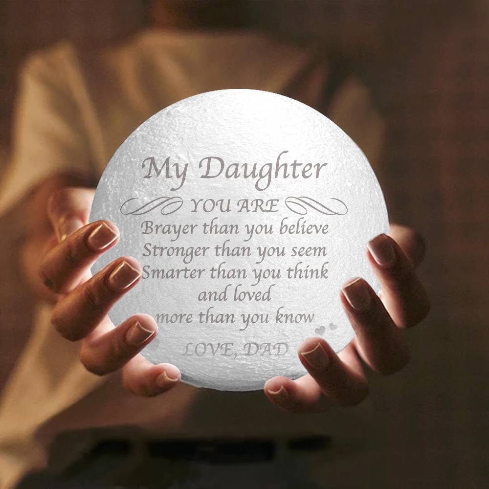 Gifts for Daughter Custom Engraved Moon Lamp, Personalised 3D Moon Lamp - Touch Two Colors