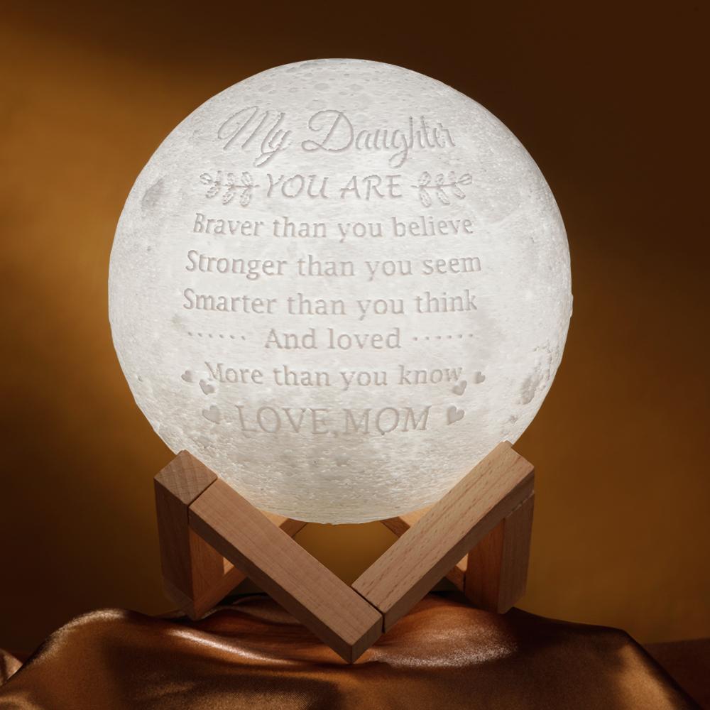 Gifts for Daughter Custom Engraved Moon Lamp, Personalised 3D Moon Lamp - Touch Two Colors