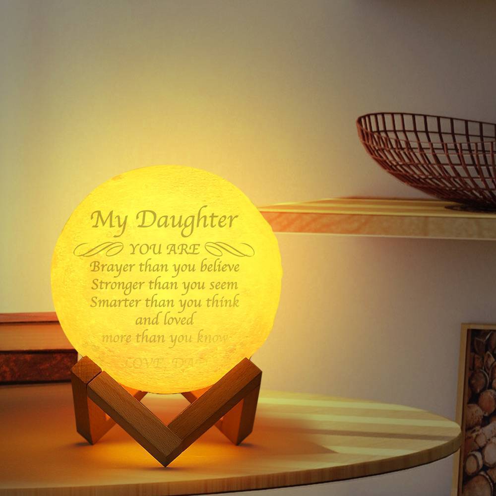 Gifts for Daughter Custom Engraved Moon Lamp, Personalised 3D Moon Lamp - Touch Two Colors