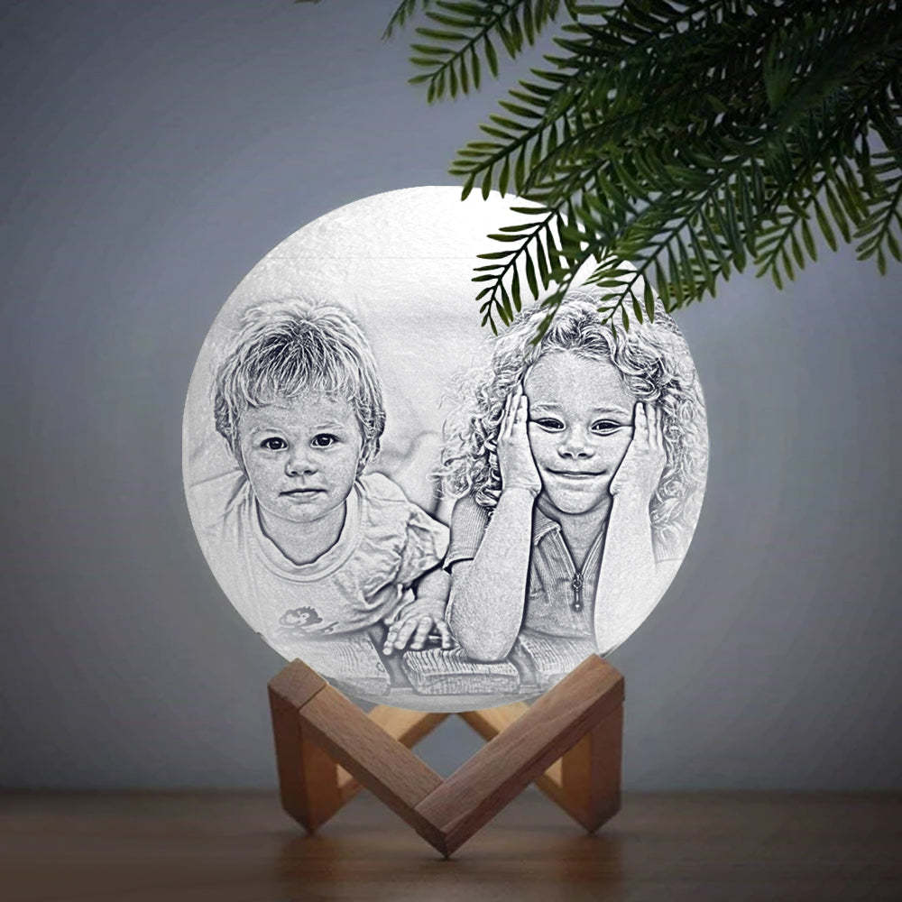 Custom Photo Engraved 3D Printing Moon Lamp, Creative Idea For Friend - Tap Three Colors - MyMoonLampUk