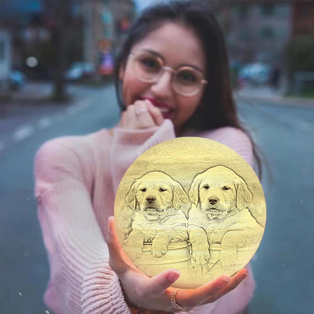 Custom Cute Pet 3D Printed Jupiter Lamp Personalised Gift - Touch Two Colors (10-20cm)